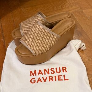 Mansur Gavriel Brown Woven Wedge Sandals size 37